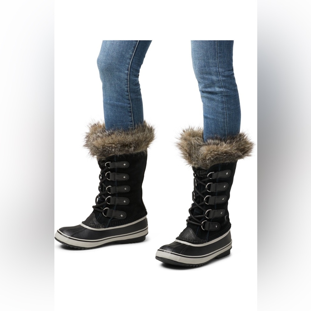 Sorel "Joan Of Arctic" Black/Cream Waterproof Snow Boots Faux Fur Like NEW, sz 6 - Picture 13 of 13
